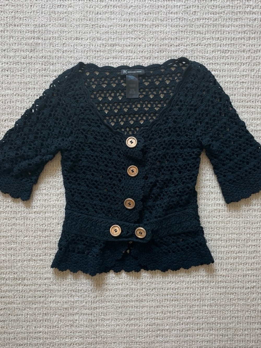 Vintage black button up knit cardigan